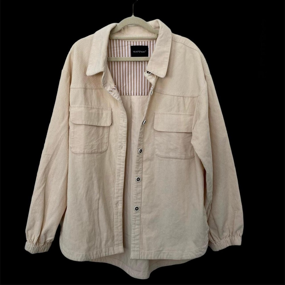 Velvet Heart Ivory Corduroy Utility Shacket Shirt Jacket